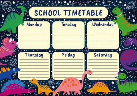 School timetable with dinosaurs Stock Illustration