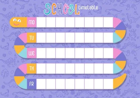 School timetable of lessons for students with snake. Designed especially for  Stock Illustration