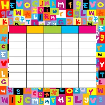 School timetable on letters background Stock Illustration