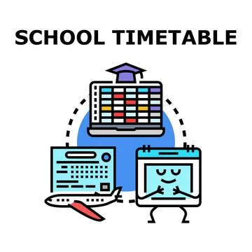 School timetable managing schedule and planning education tasks Stock Illustration