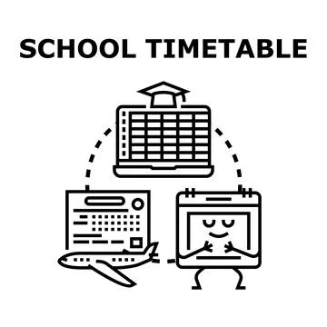 School timetable managing schedule and planning education tasks Stock Illustration
