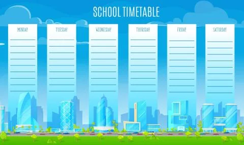 School timetable with metropolis vector background Ilustración de archivo