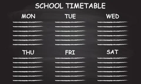 School timetable or schedule isolated on blackboard. Vector illustration  Stock Illustration