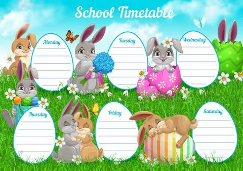 School timetable or student schedule template Stock Illustration