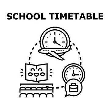 School timetable planning learning and travel schedule Stock Illustration