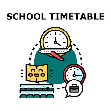 School timetable planning learning and travel schedule Stock Illustration
