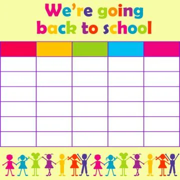 School timetable with stylized kids Stock Illustration