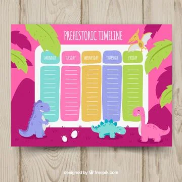 School timetable template with dinosaurs Ilustração Stock