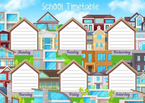 School timetable template, education schedule Ilustración de archivo