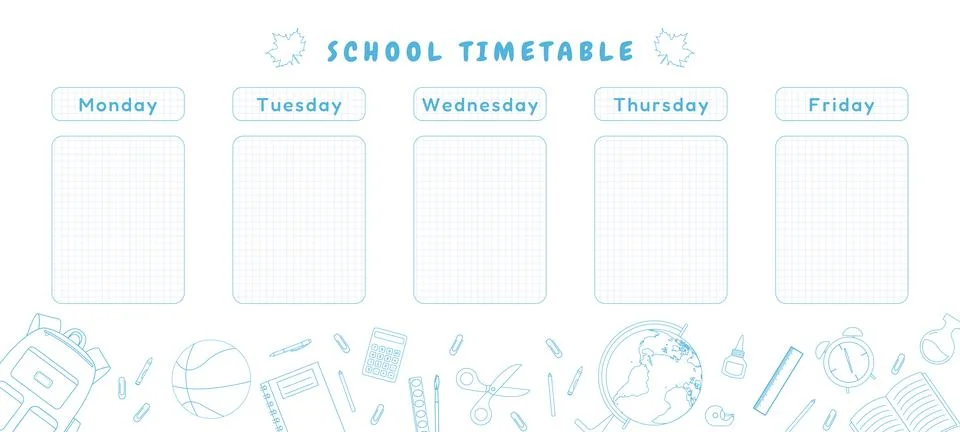 School timetable template poster. Education schedule Stock Illustration