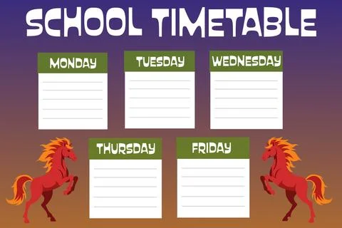 School timetable template with weekdays from Monday to Friday Stock Illustration