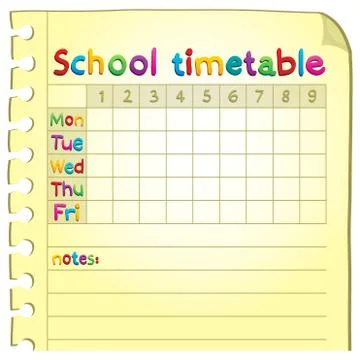 School timetable topic image - illustration. Stock Illustration