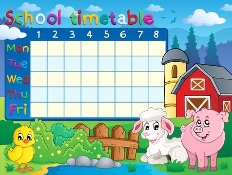 School timetable topic image - illustration. Ilustración de archivo