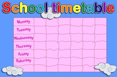School Timetable, a weekly curriculum design template, scalable vector graphi Stockillustratie