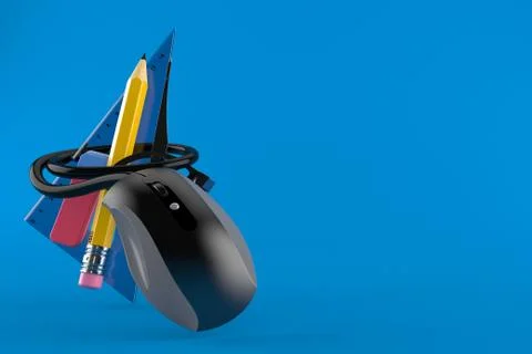 School tools with computer mouse Stock Illustration