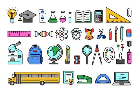 School tools icons Stock Illustration