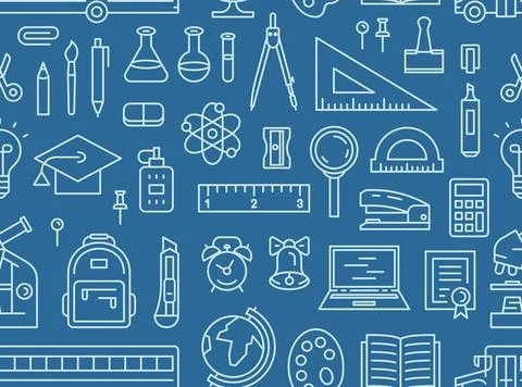 School tools seamless pattern Stock Illustration