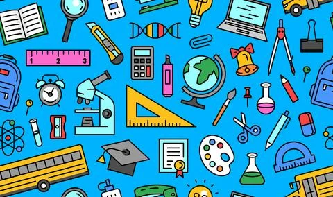 School tools seamless pattern Stock Illustration