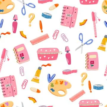 School tools seamless pattern. Stationery background. Back to school. Endless Stock Illustration