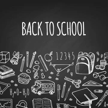School tools sketch vector horizontal Stock Illustration