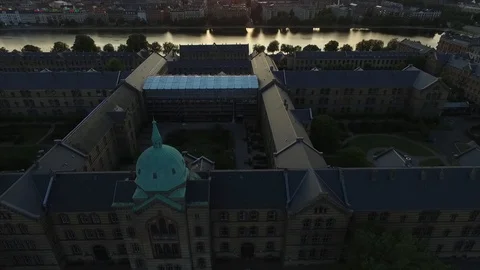 School Tracking Shot Sunset on the River, Copenhagen Stock Footage 112764177