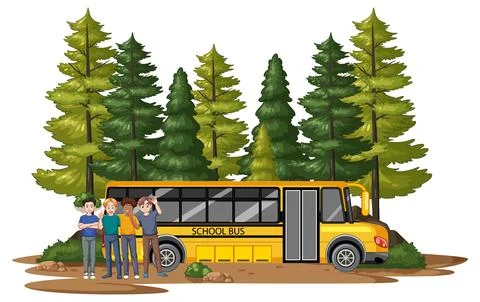 School Trip to the Forest Stock Illustration