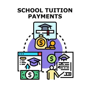 School tuition payments concept planning education finance Stock Illustration