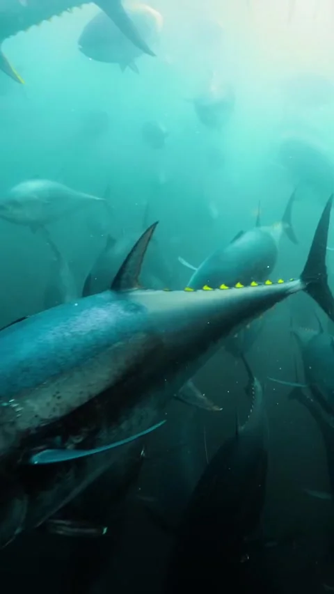 A school of tuna in the ocean Stock Footage 320331636
