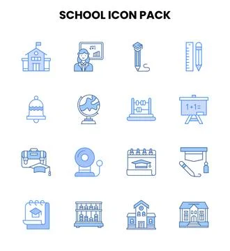 School Two Colour Icons Pack イラスト素材