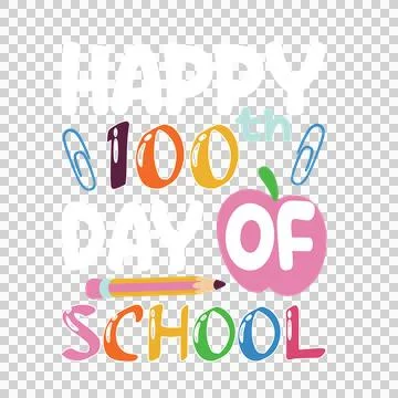 School Typography Artwork apple pencil paperclips black Stock Illustration
