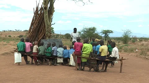 School Under a Tree Stock Footage 24134487