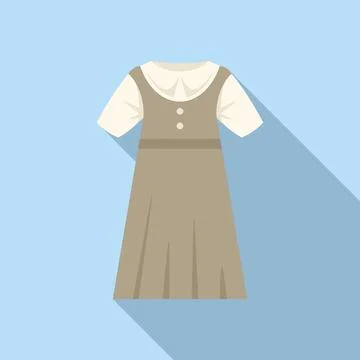 School uniform icon flat vector. Girl dress 스톡 일러스트