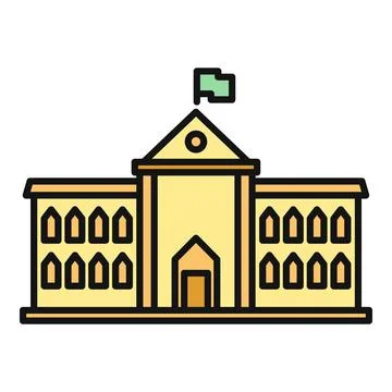 School university building campus flat outline icon Ilustración de archivo