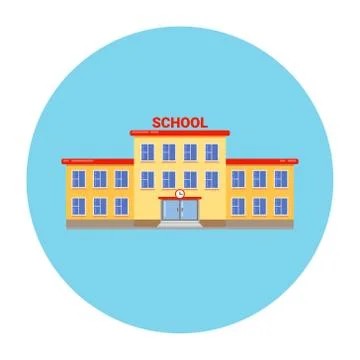 School university building vector elementary high cartoon campus flat school Ilustración de archivo