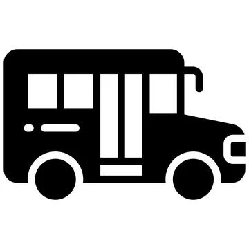 School van vector glyph icon, school and education icon. Stock Illustration