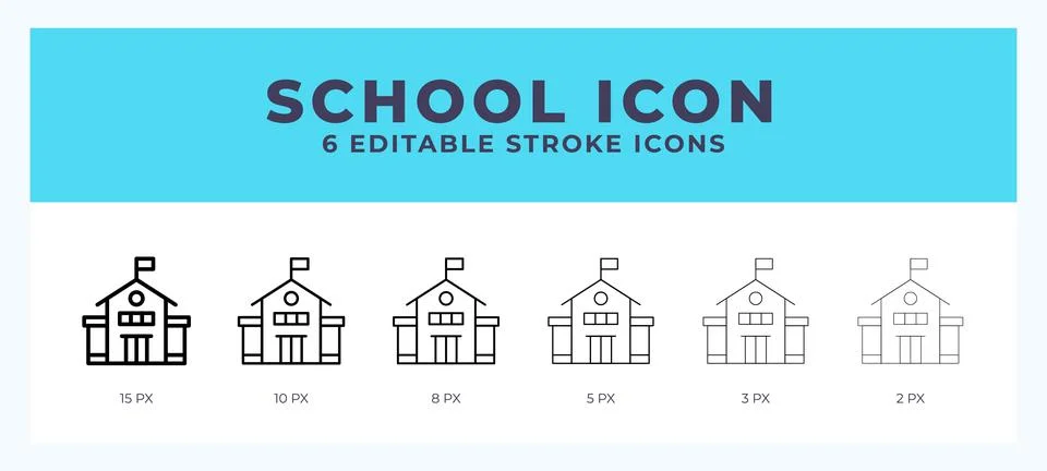 School vector icon. With different stroke vector illustration. Stock Illustration