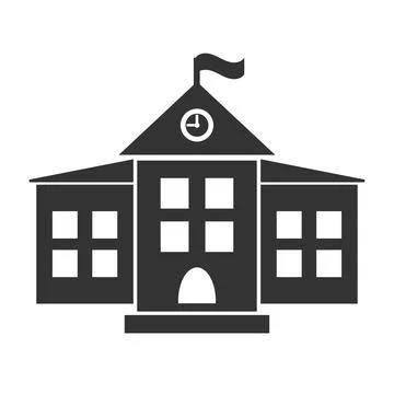 School vector icon, isolated building on white background Ilustración de archivo