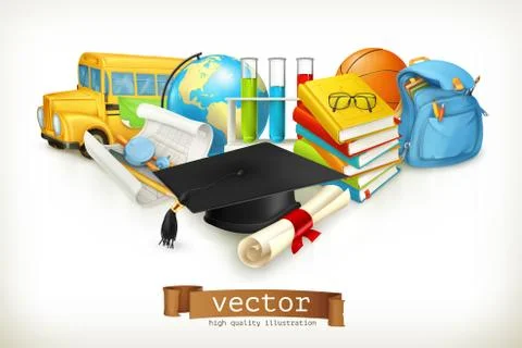 School, vector illustration isolated on white Stock Illustration
