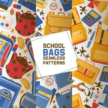 School vector seamless pattern kids education schooling supplies accessory Stock Illustration