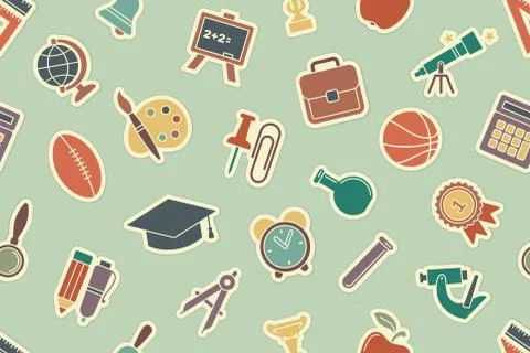 School vintage seamless background Stock Illustration