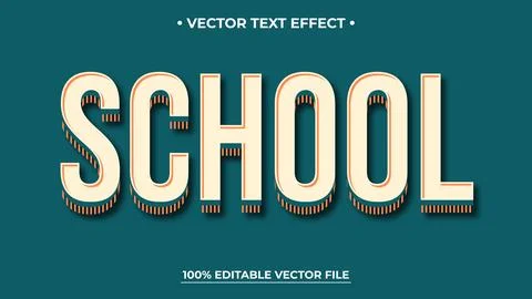 School Vintage text effect template with 3d style editable font effect Stock Illustration