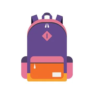 School violet and pink backpack flat style Stock Illustration