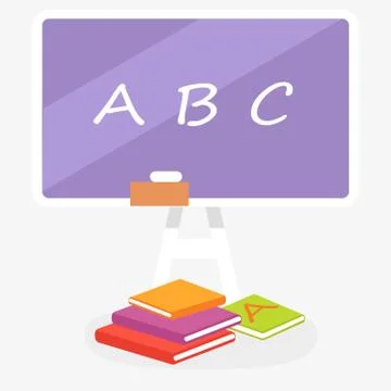 School Violet Blackboard with ABC and Books nearby 스톡 일러스트