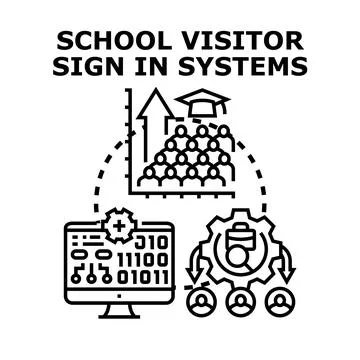 School visitor sign in systems vector concept 库存插图