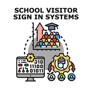School visitor sign in systems vector concept 库存插图