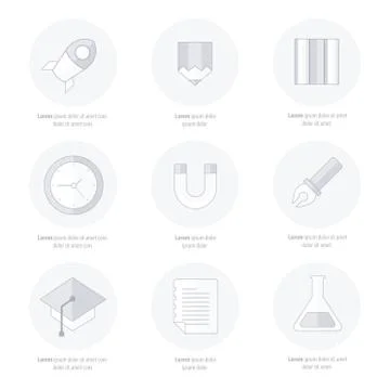 School Web icons set line icons style 스톡 일러스트