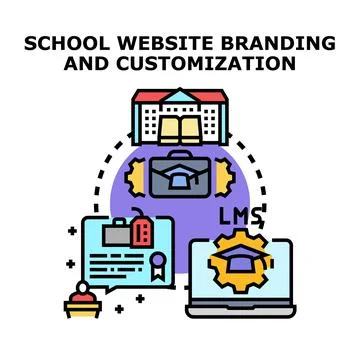 School website branding and customization concept vector 库存插图
