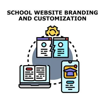 School website branding customization and online education Stock Illustration