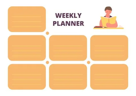 School weekly planner. Page for planning week for kids and adults with empty Illustrazione stock