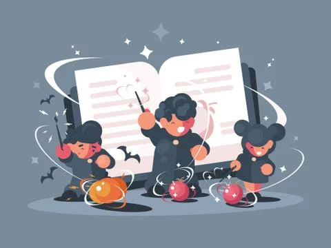 School of witchcraft and sorcery Stock Illustration